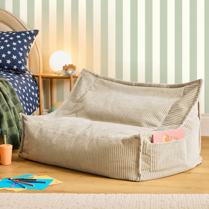 Kids Francesco Cord-beanbagbank - Stone