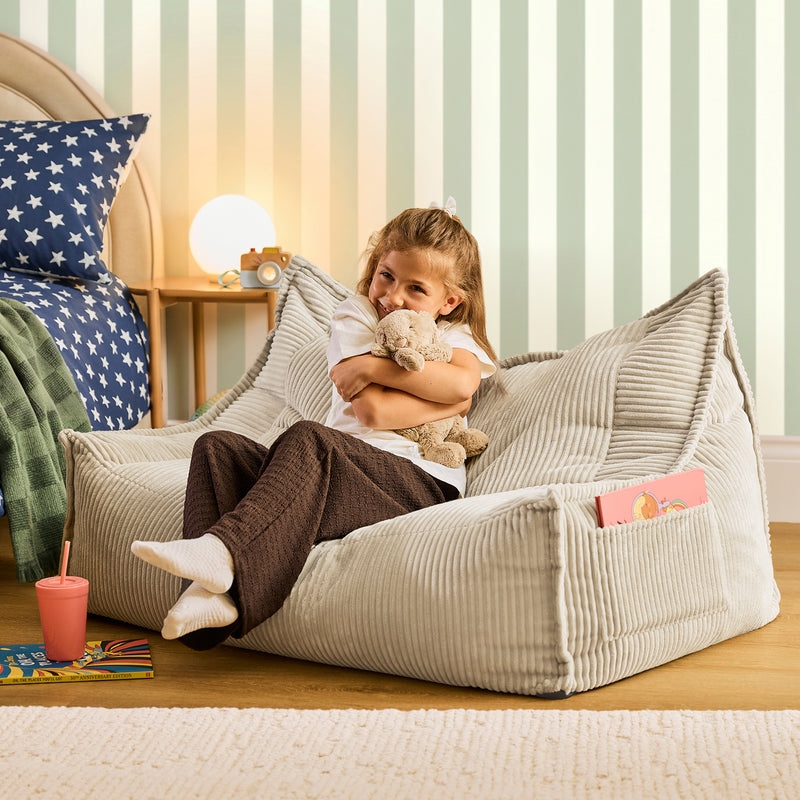 Kids Francesco Cord-beanbagbank - Stone
