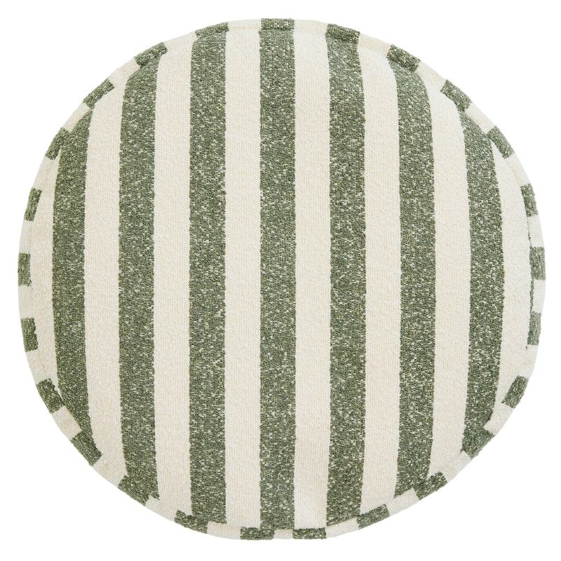 Milano Stripe Bouclé Round Footstool - Olive Green