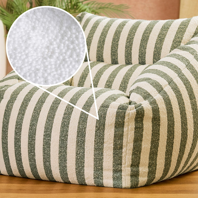 Natalia Stripe Bouclé Fauteuil Biednepil Olijfgroen