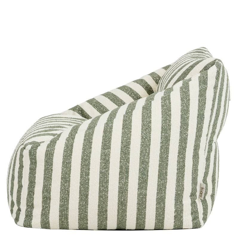 Natalia Stripe Bouclé Fauteuil Biednepil Olijfgroen