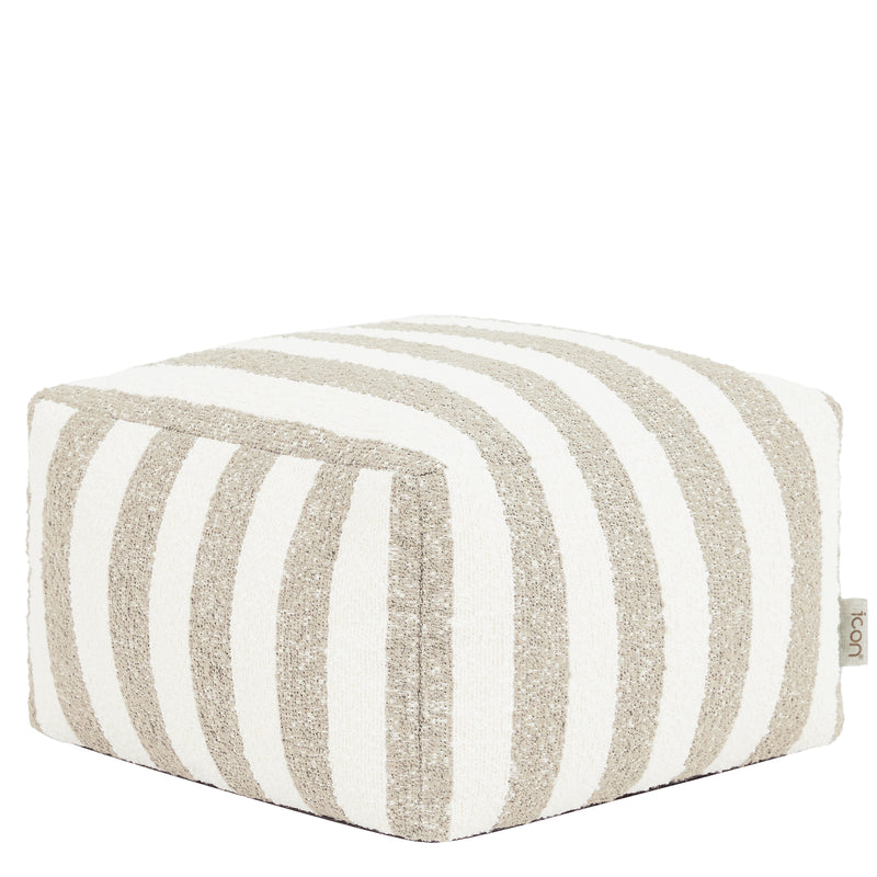 Amara Stripe Bouclé Square Footstool - Natural