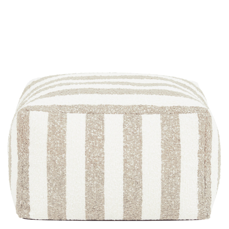 Amara Stripe Bouclé Square Footstool - Natural