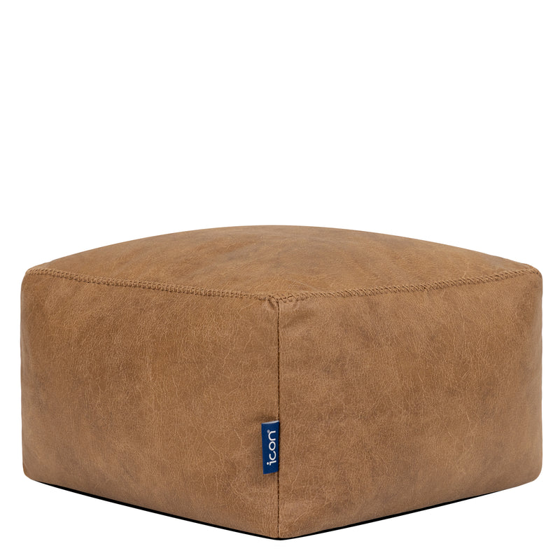 Amara Faux Leather Square Footstool - Tan