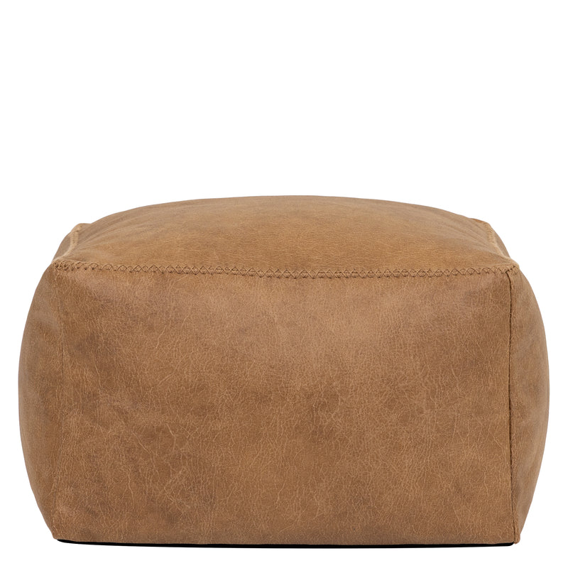 Amara Faux Leather Square Footstool - Tan