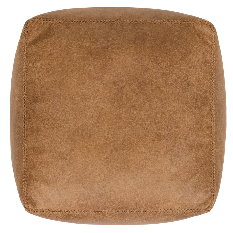 Amara Faux Leather Square Footstool - Tan