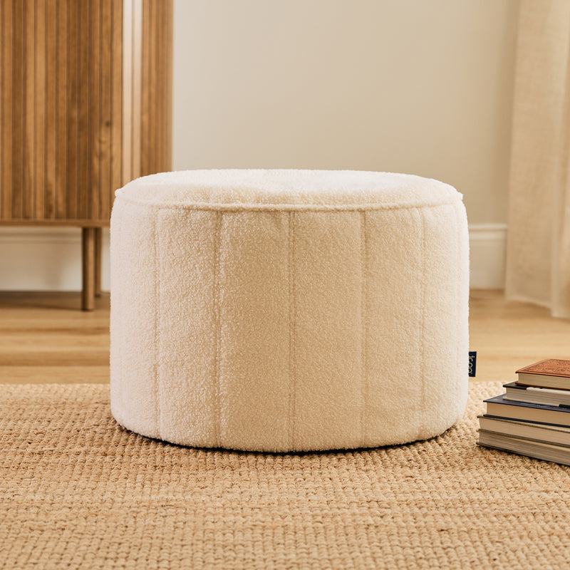 Milano Bouclé Round Footstool - Ivory