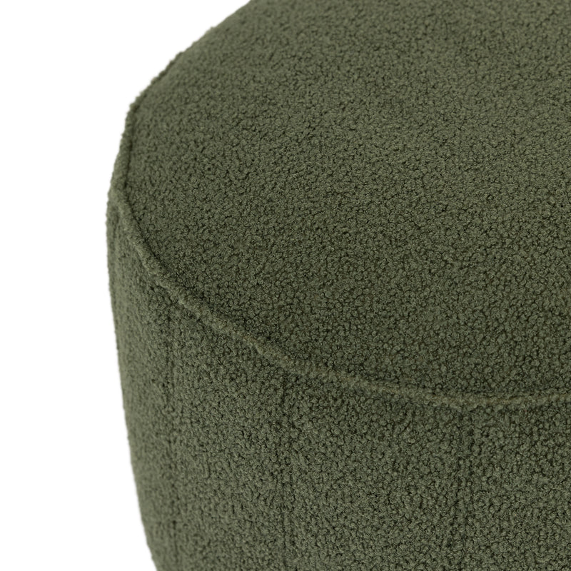 Milano Bouclé Round Footstool - Olive Green
