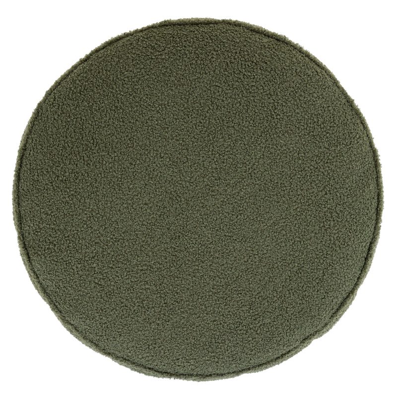Milano Bouclé Round Footstool - Olive Green