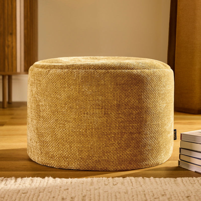 Milano Chenille Round Footstool - Gold