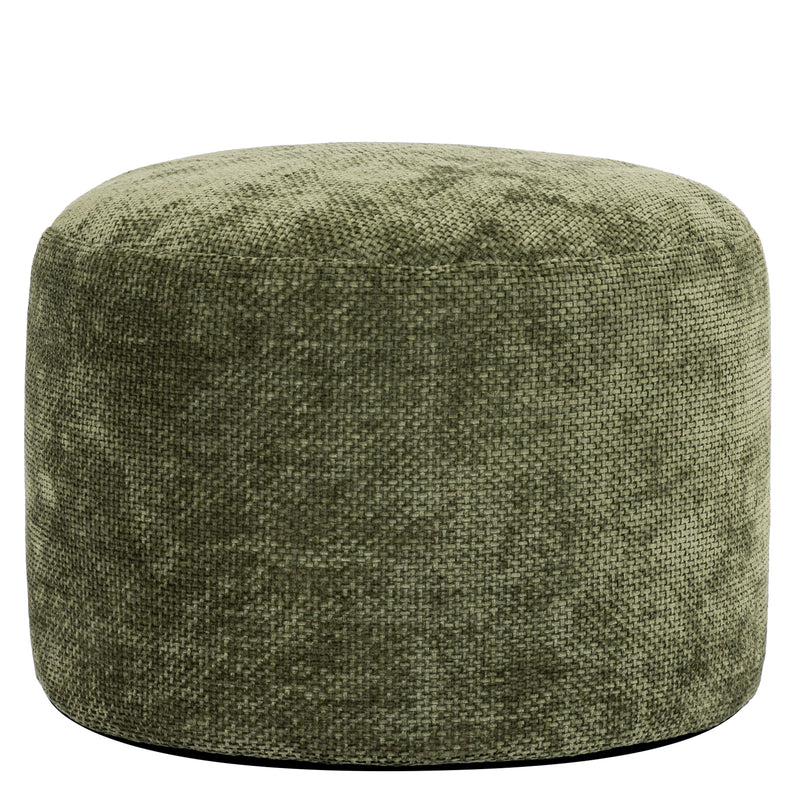 Milano Chenille Round Footstool - Olive Green