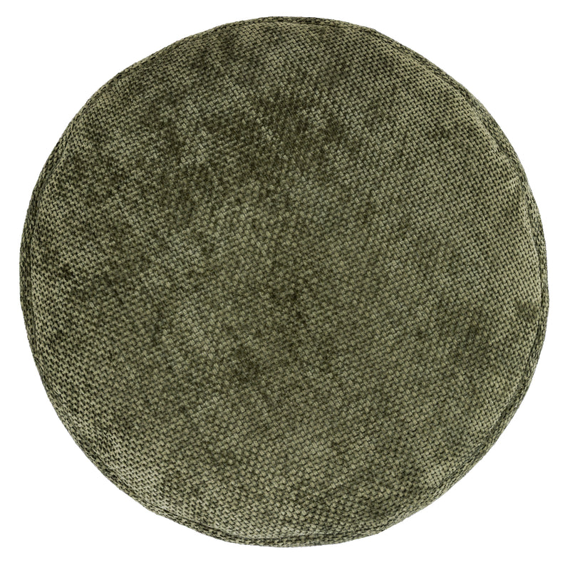 Milano Chenille Round Footstool - Olive Green