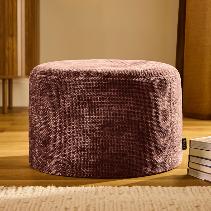 Milano Chenille Round Footstool - Mulberry