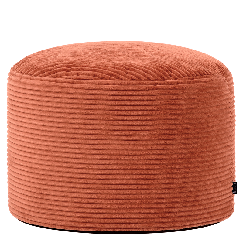 Milano ronde corduroy poef voetenbank - Terracotta