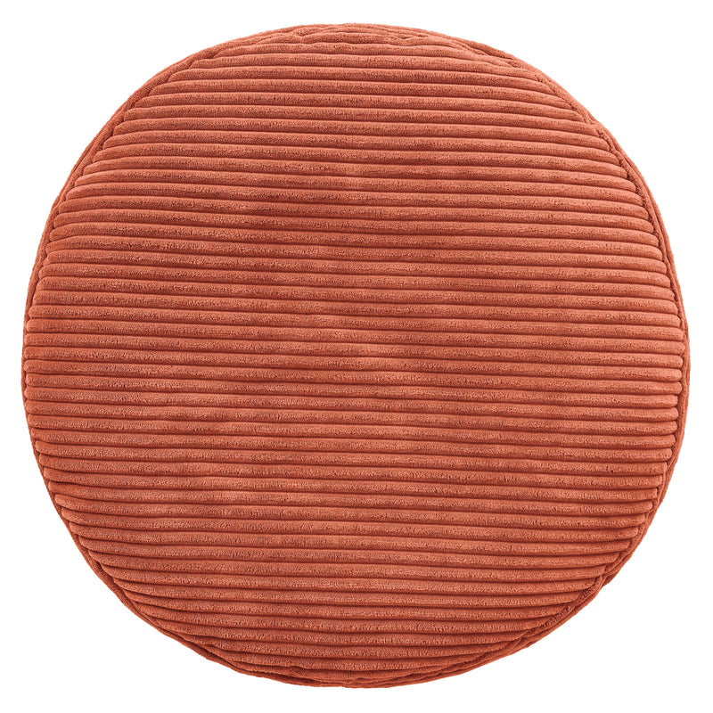 Milano ronde corduroy poef voetenbank - Terracotta