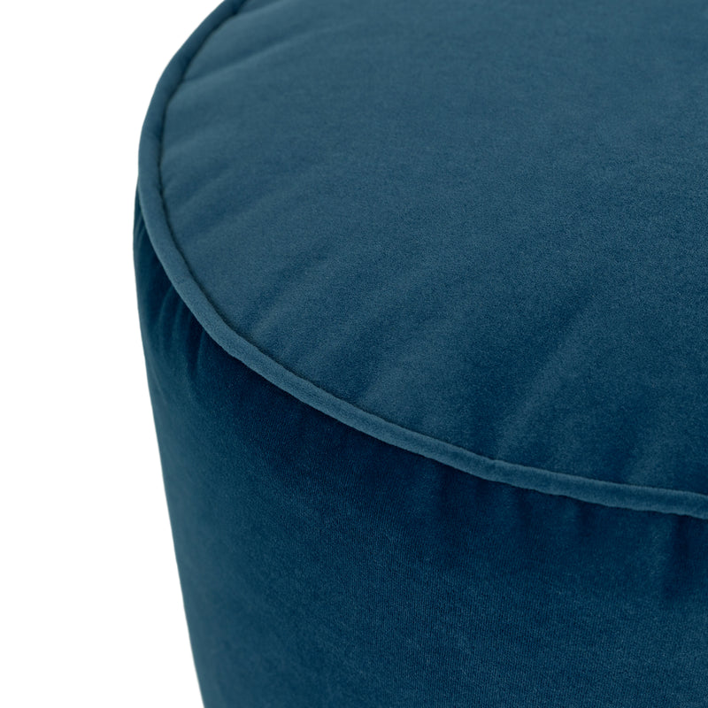 Milano Velvet Round Footstool - Ink Blue