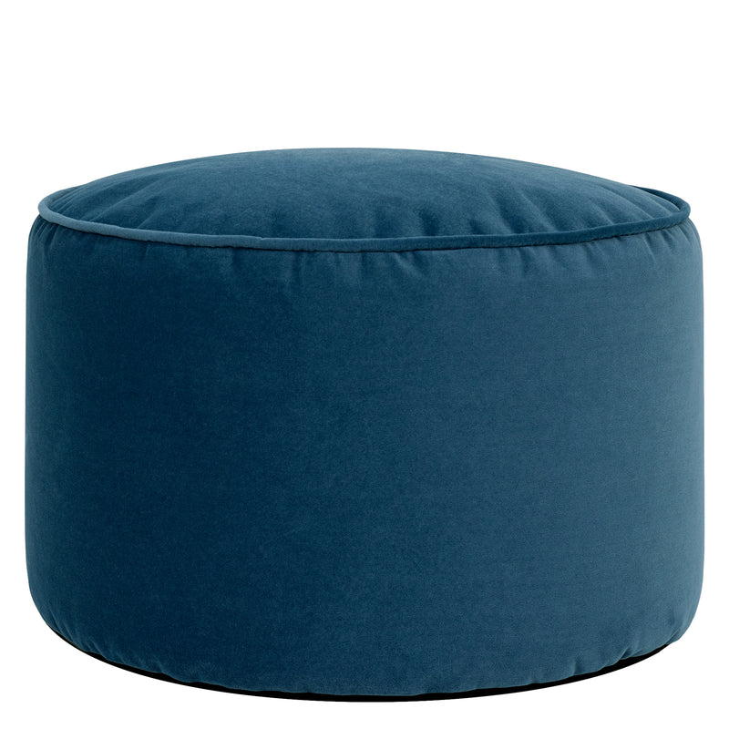 Milano Velvet Round Footstool - Ink Blue