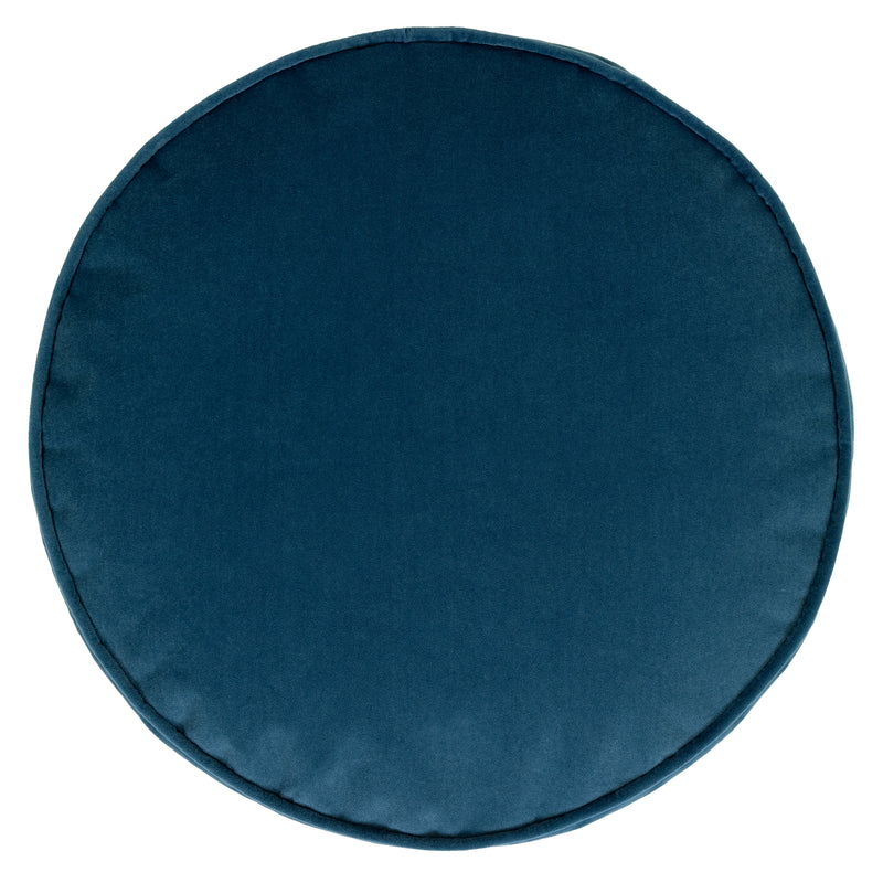 Milano Velvet Round Footstool - Ink Blue