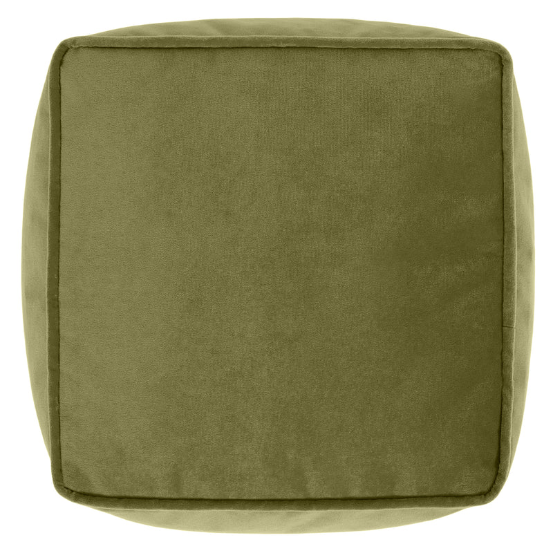 Amara Velvet Square Footstool - Olive Green