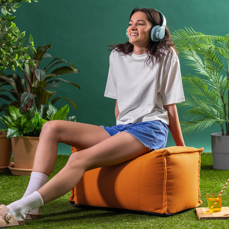 Bud Olefin Outdoor Footstool - Orange