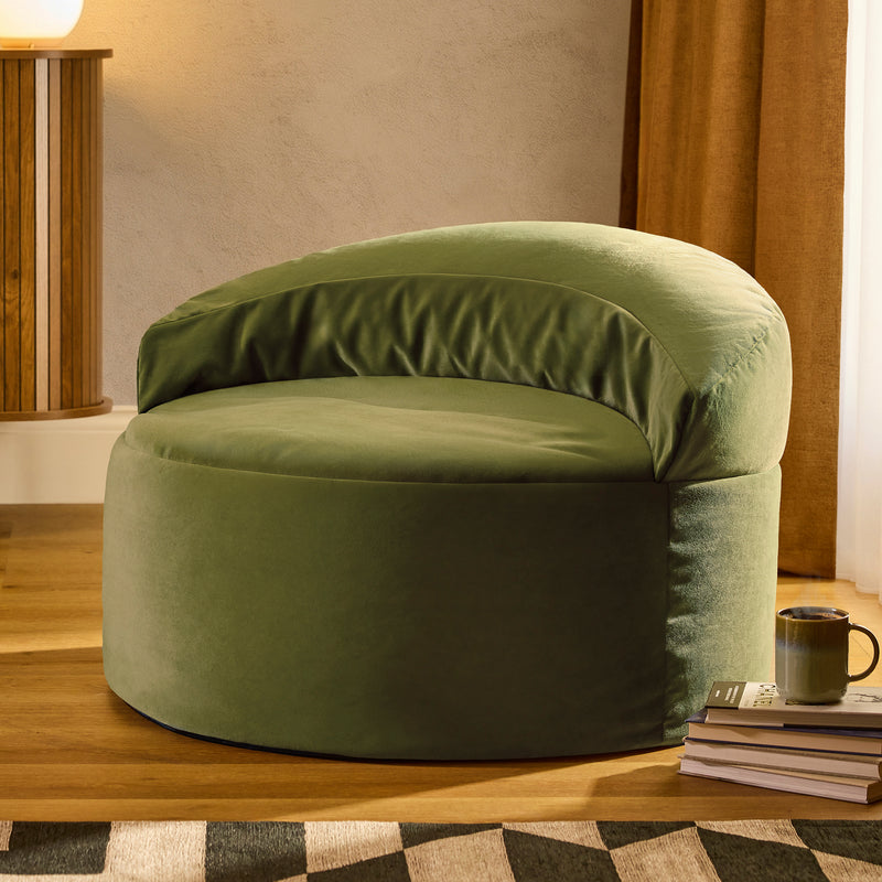 Orb Velvet accentstoel-bamboezakkleed - Olijfgroen