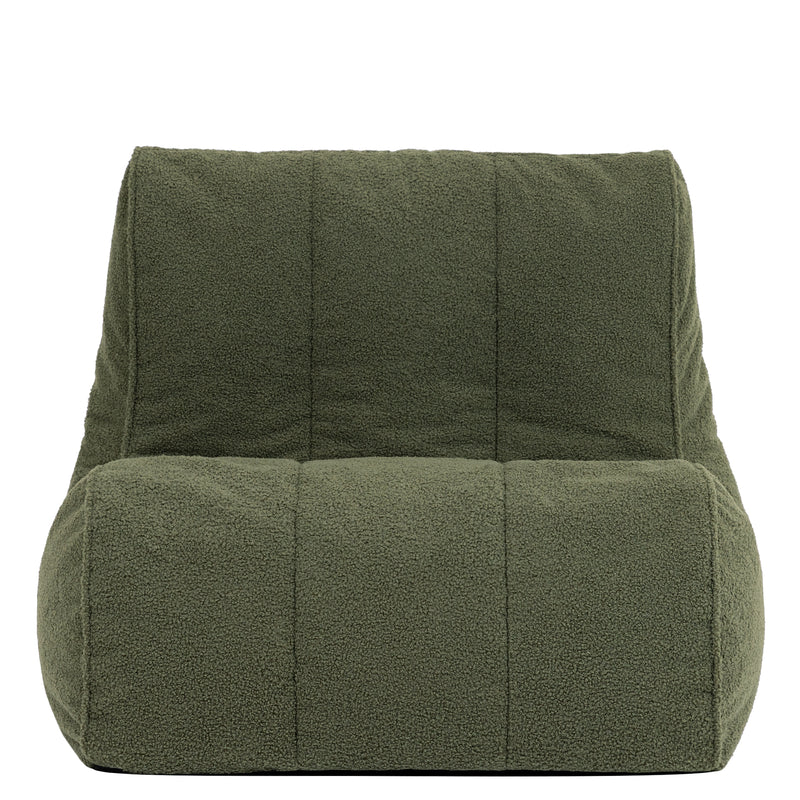 Swoop Bouclé Accentstoel Bีนbag - Olijfgroen