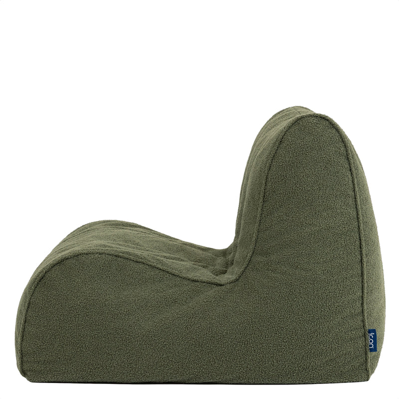 Swoop Bouclé Accentstoel Bีนbag - Olijfgroen