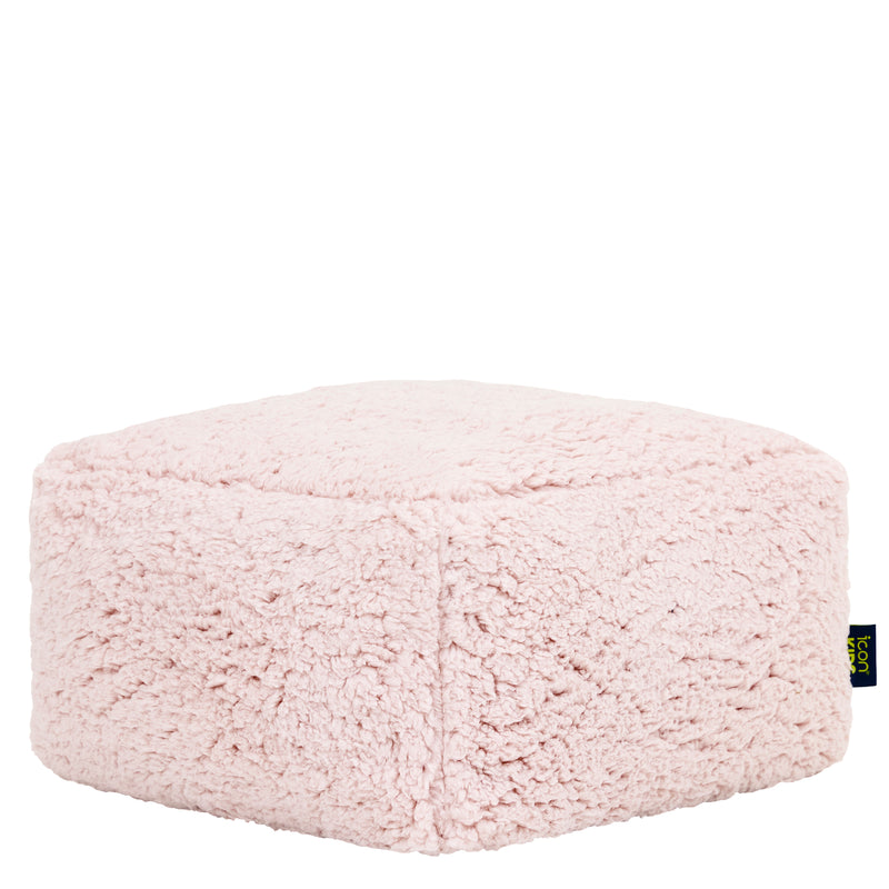 Mini Amara Teddy Fleece Square Footstool - Pink