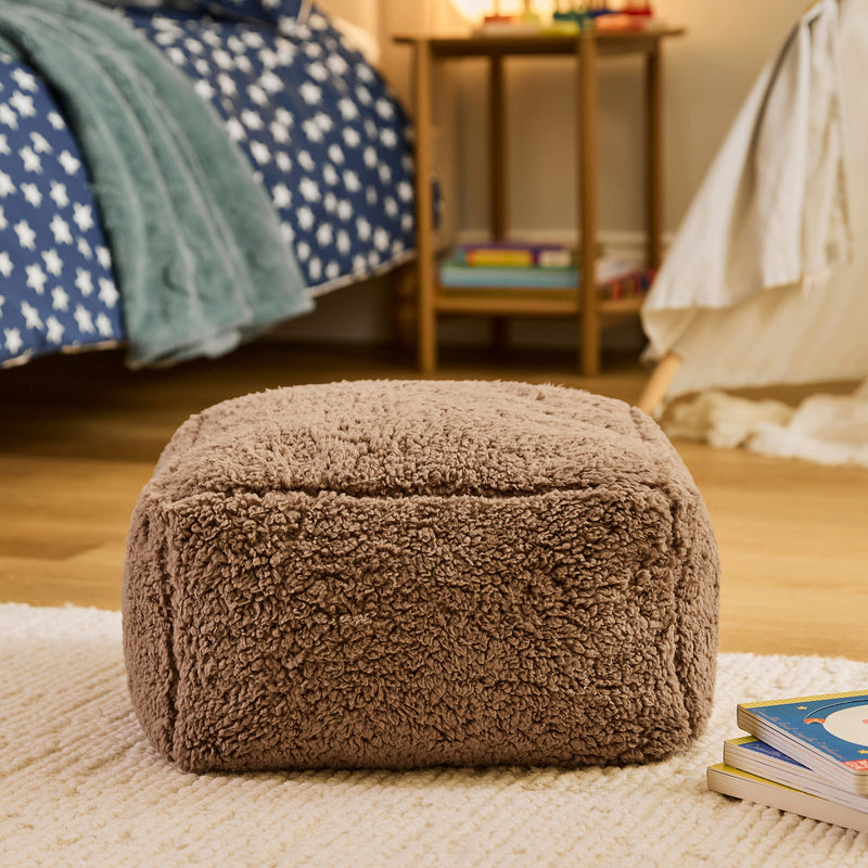 Mini Amara Teddy Fleece Vierkante Voetenbank - Mokkavbruin