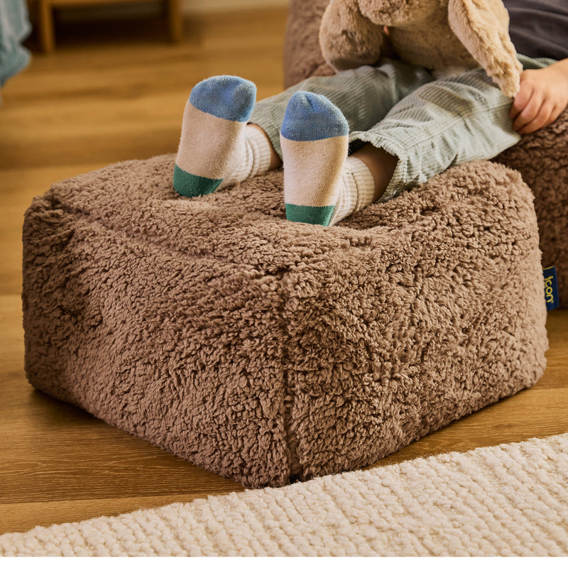 Mini Amara Teddy Fleece Vierkante Voetenbank - Mokkavbruin