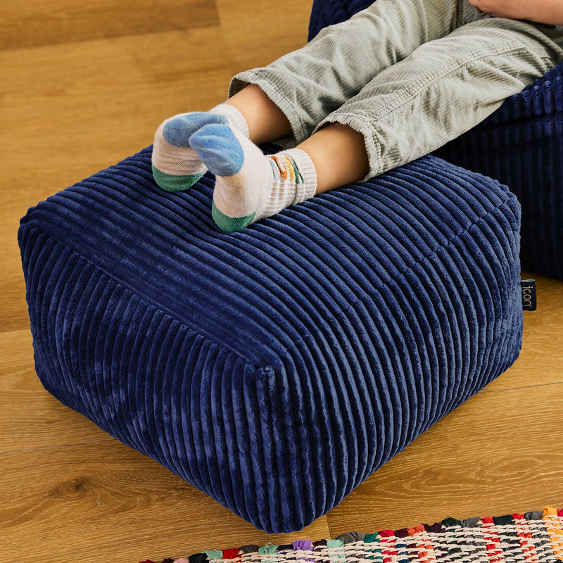 Mini Amara Cord Square Footstool - Navy