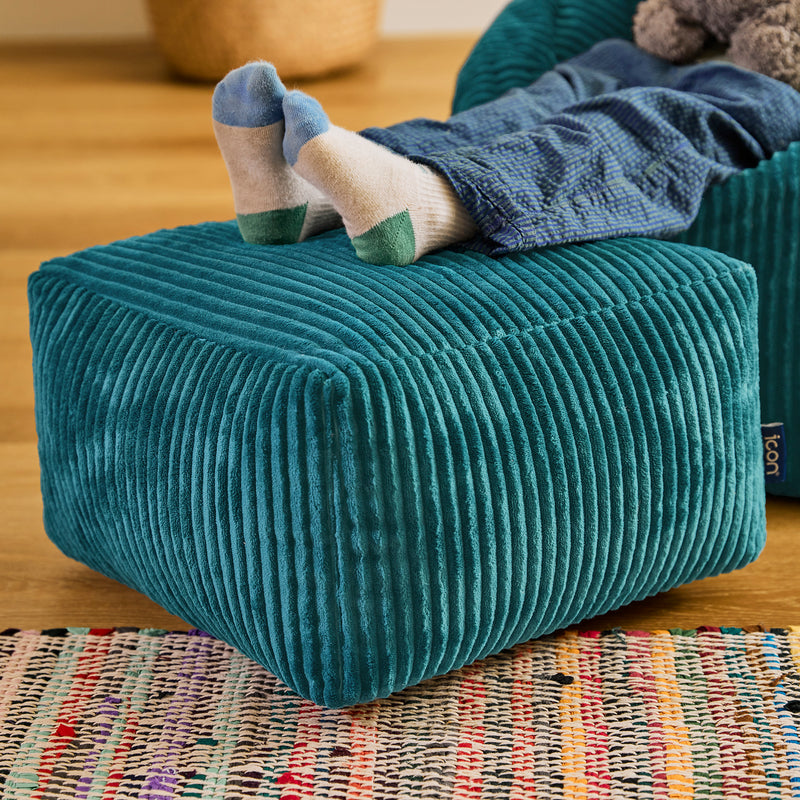 Mini Amara Cord Square Footstool - Teal