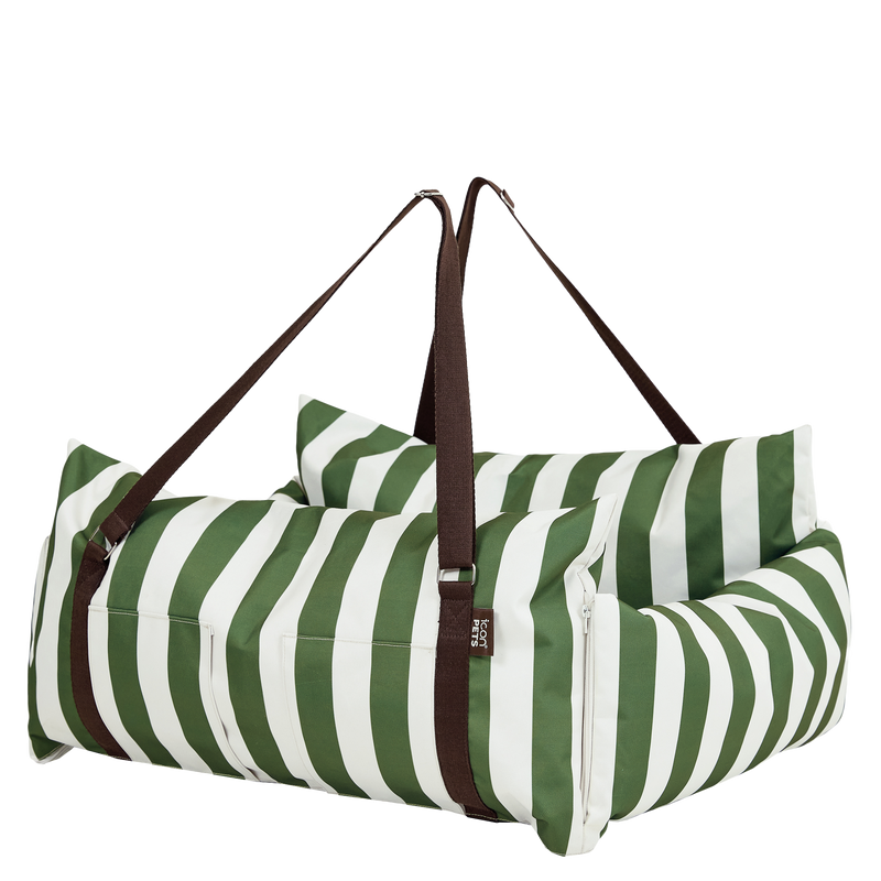 Pet Travel Bed - Medium - Stripe Green