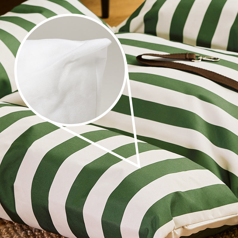 Pet Travel Bed - Medium - Stripe Green