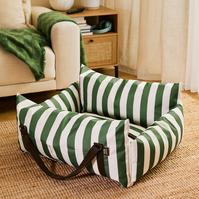 Pet Travel Bed - Medium - Stripe Green
