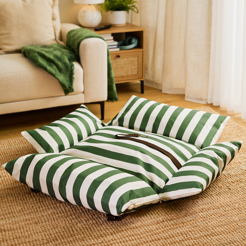 Pet Travel Bed - Medium - Stripe Green