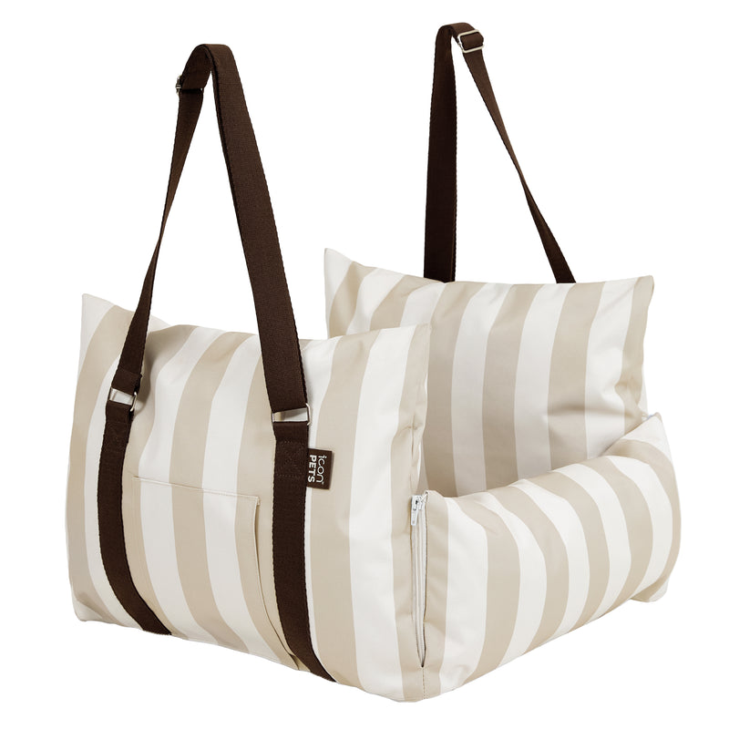 Pet Travel Bed - Small - Stripe Natural