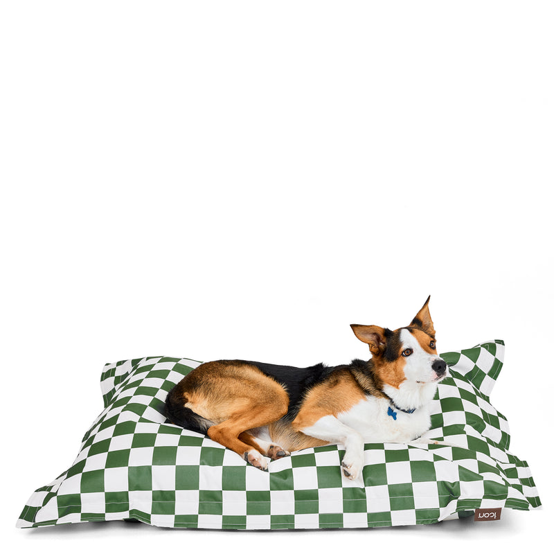 Pet Floor Cushion - Large - Checkerboard Stripe Sage Green