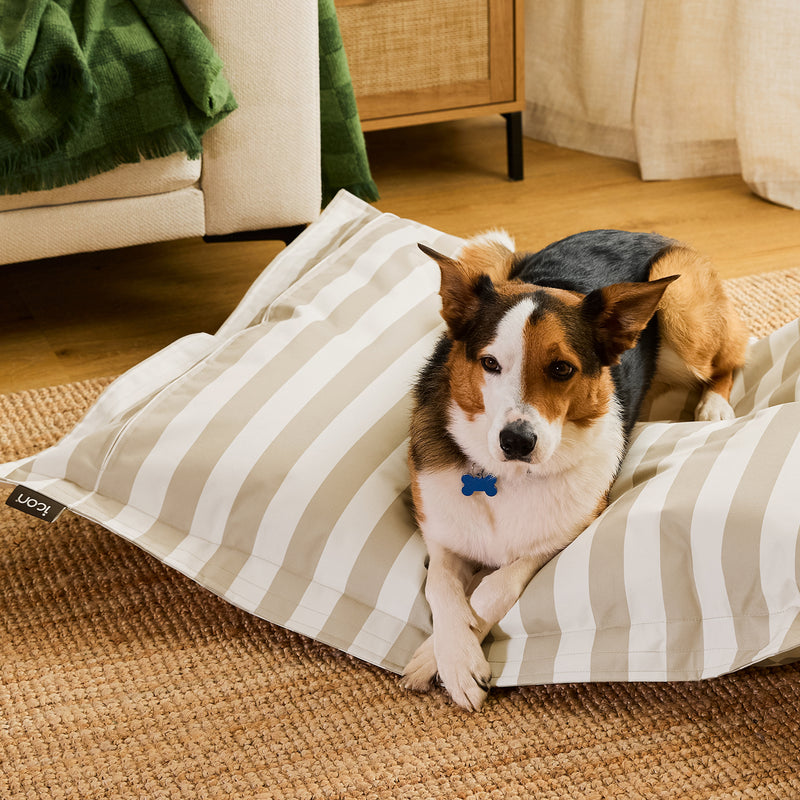 Pet Floor Cushion - Large - Checkerboard Stripe Natural