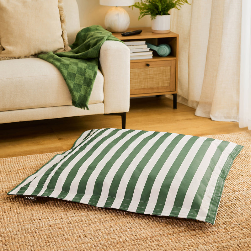 Pet Floor Cushion - Medium - Checkerboard Stripe Sage Green