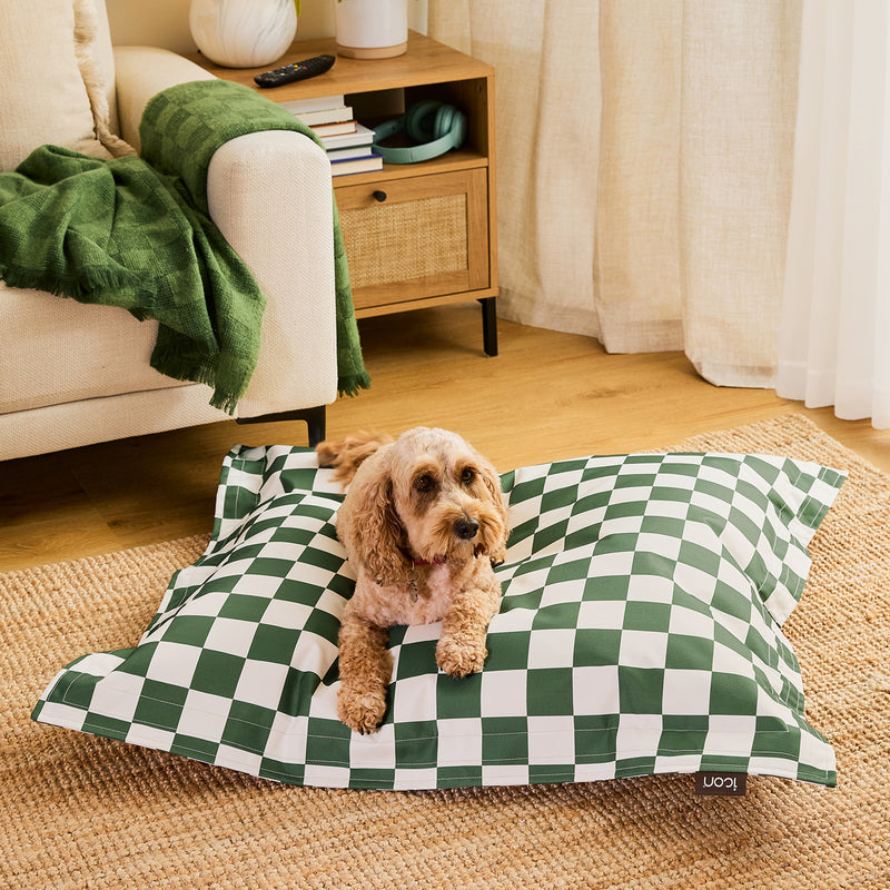 Pet Floor Cushion - Medium - Checkerboard Stripe Sage Green