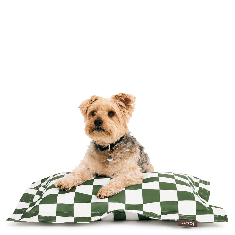 Pet Floor Cushion - Small - Checkerboard Stripe Sage Green