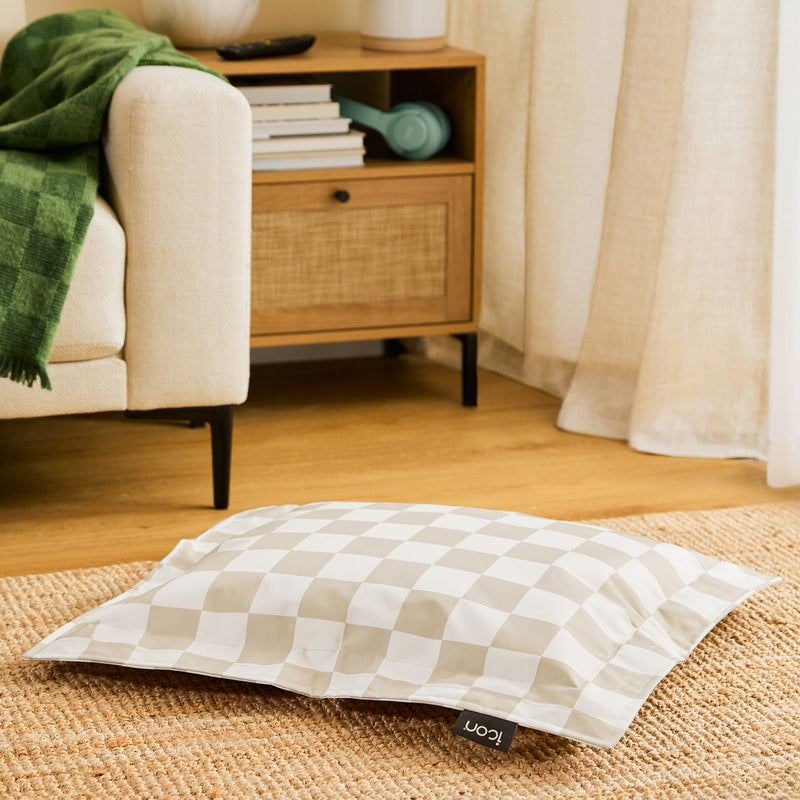 Pet Floor Cushion - Small - Checkerboard Stripe Natural
