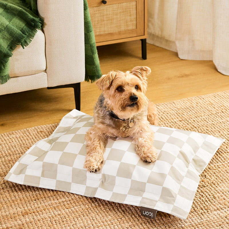 Pet Floor Cushion - Small - Checkerboard Stripe Natural