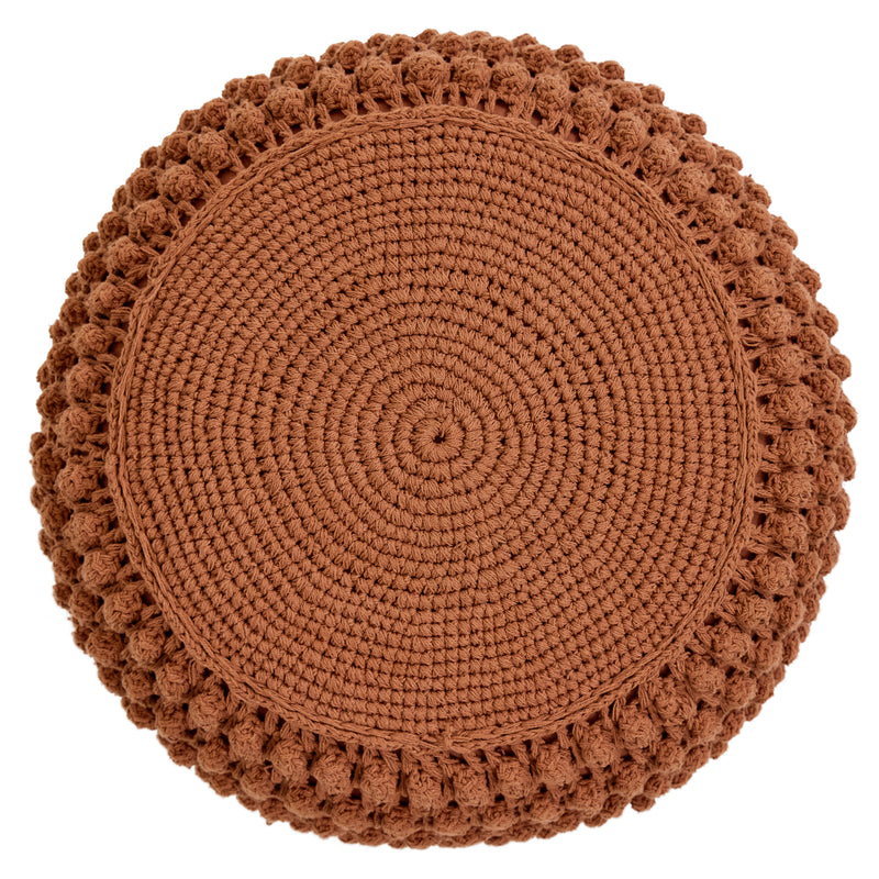 Riva Bobble Crochet Round Pouffe Footstool - Terracotta