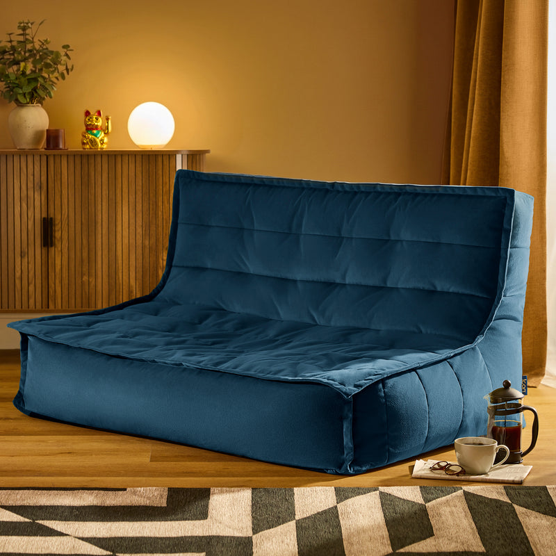 Kota Velvet Bean Bag Sofa - Ink Blue