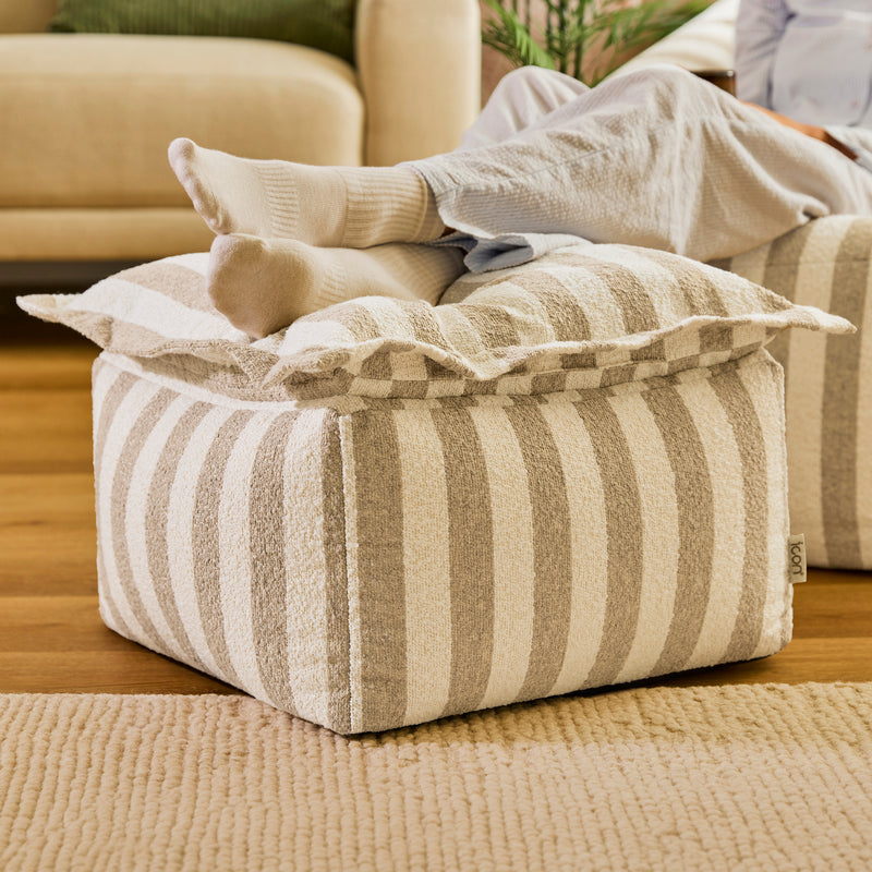 Sofia Stripe Bouclé Pillow Top Footstool - Natural