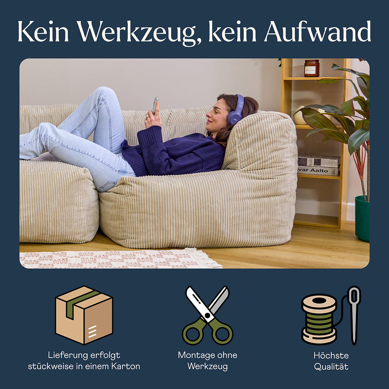 Zen Modular Corner - Jumbo Cord - Stone