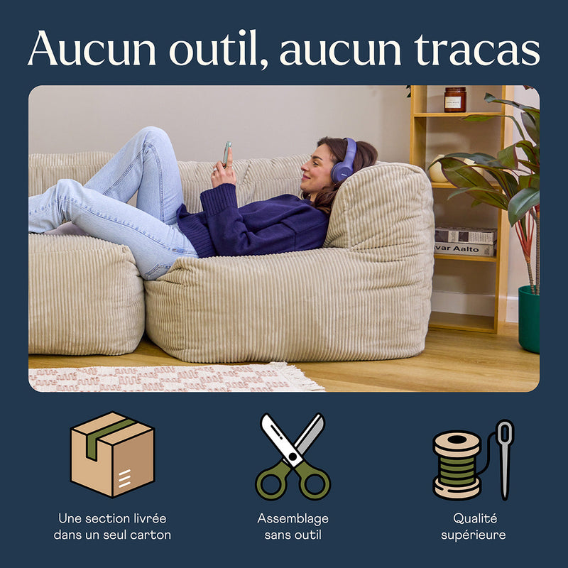 Zen Modular Corner - Jumbo Cord - Stone