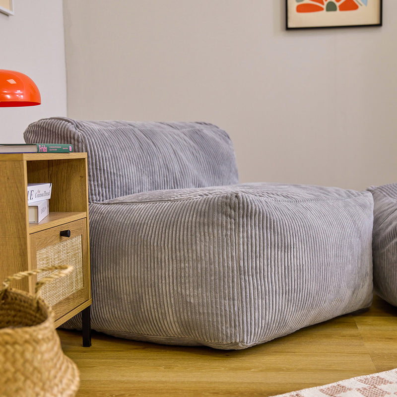 Zen Modular Recliner - Jumbo Cord - Light Grey